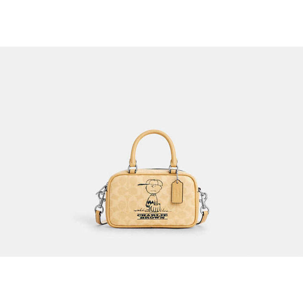 Coach X Peanuts Satchel Crossbody Bag In Signature Canvas With Charlie Brown